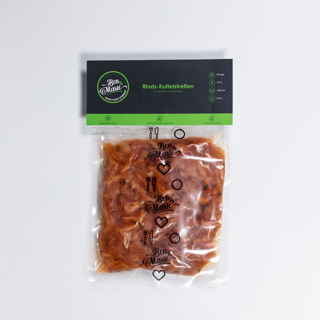Rinds-Kuttelstreifen in Tomaten und Rotwein