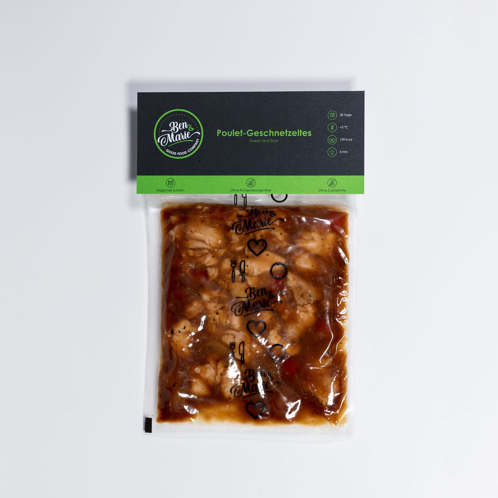 Poulet-Geschnetzeltes sweet and sour