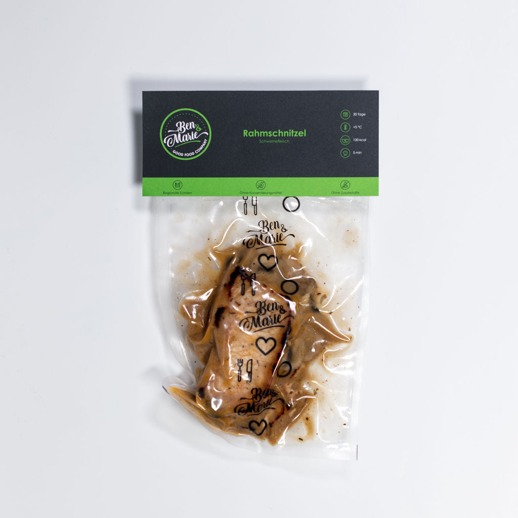 Rahmschnitzel Schweinefleisch im Plastikbeutel
